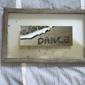 Source Unknown Sand Art with 'Dance' in Brown Frame 16x10x1